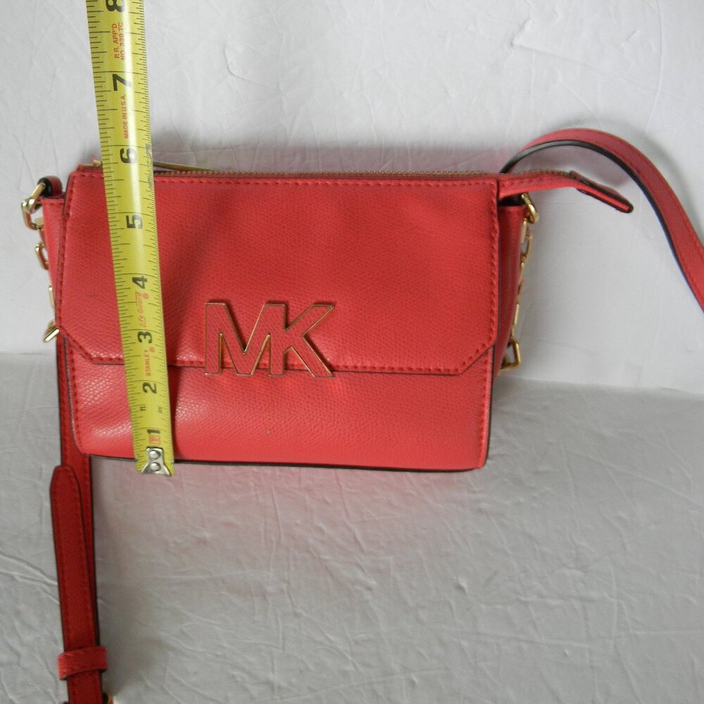MICHAEL KORS FLORENCE PINK PEBBLE LEATHER SMALL CROSSBODY LOGO MK - Picture 3 of 9